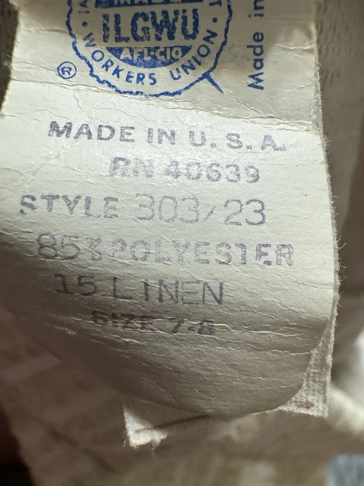 Pantalones de campana para mujer años 70 talla PEQUEÑA beige y blanco rayas defecto unión Foto 3 de 4