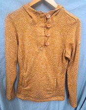Columbia Women  s Brown Heathered Hooded Henley Button Pullover Hoodie M L102