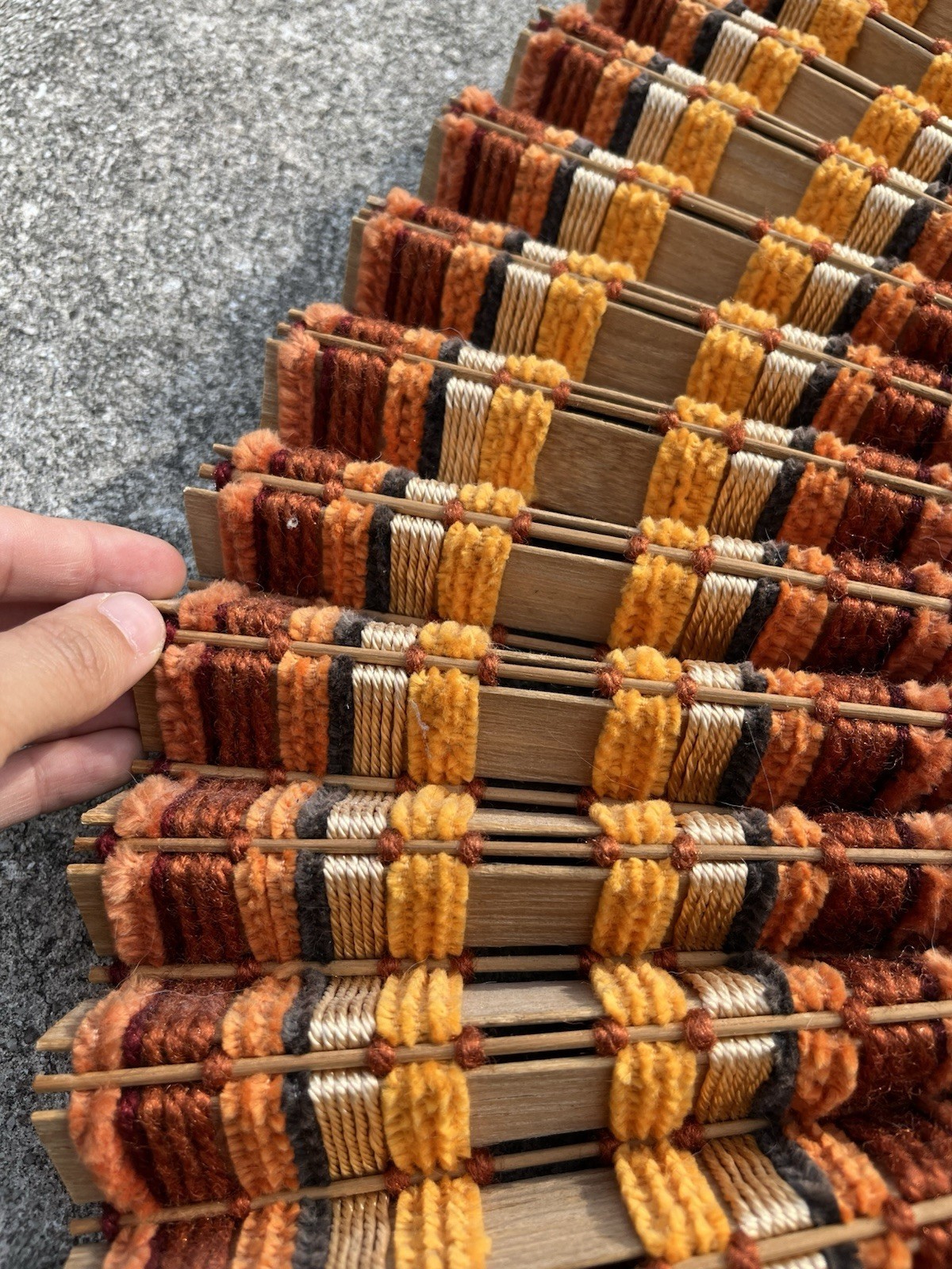 Vintage Maria Kipp Woven Textile Sun Face Wall Hanging Sculpture 1960's