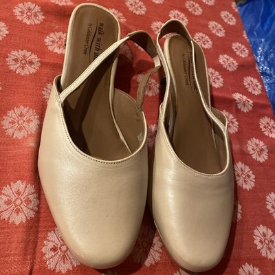 Coldwater Creek LEATHER Walk With Me Josie Flats Women's US 11W beige Slingback 