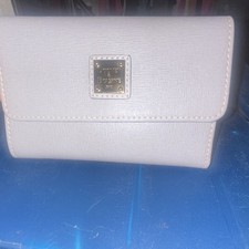 Dooney Bourke Gray Bifold Wallet Solid Logo Plate Zip Coin Pocket Card Slots