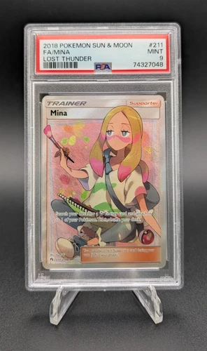 Mina 2018 Pokemon Sun & Moon Full Art Lost Thunder #211 PSA 9