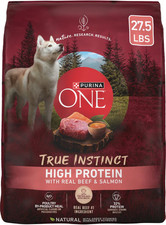 Purina ONE High Protein True Instinct with Beef Salmon Dry Dog Food, 27.5 lbs.