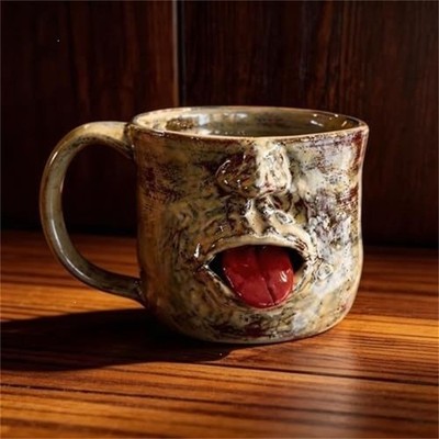 Funny 3D Tongue Out Face Mug Novelty Coffee Cup Gag Gift for Friends Birthday US