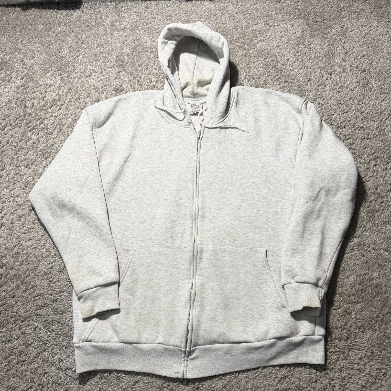 Vintage 90s Pluma Thermal Lined Full Zip Up Hoodie Grey Sz 2XL Grunge Y2k