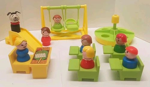 Vintage Fisher-Price Little People Playground & School Room With Figures
