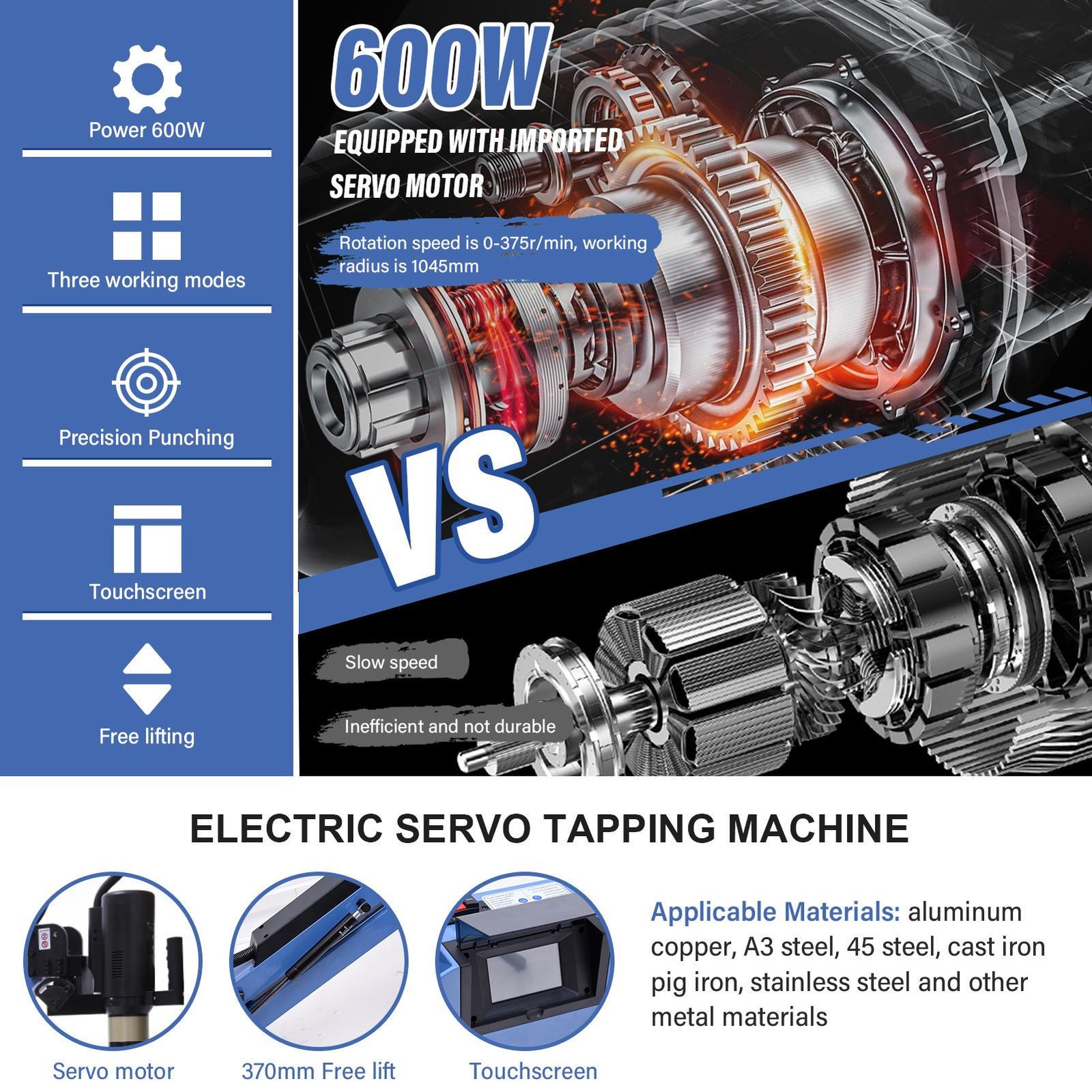 M3-M16 Electric Tapping Machine Tapper 360 Degree Flexible Arm ISO Collets