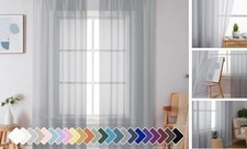 Sheer Curtains 90 Inches Long 2 Panels, 42"W x 90"L Pack of 2 Light Grey