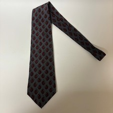 Brandini Le Collezioni Mens Silk Tie Geometric Paisley Red Grey USA Made