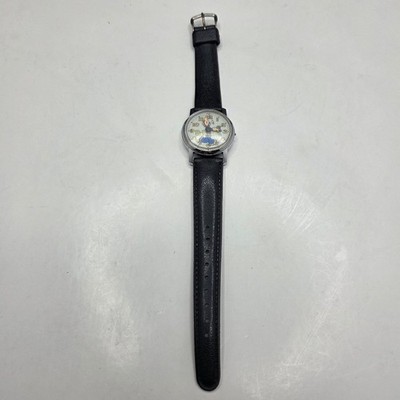 Vintage Bradley Popeye Watch Swiss Manual Wind 1970s Character Black Silver Tone