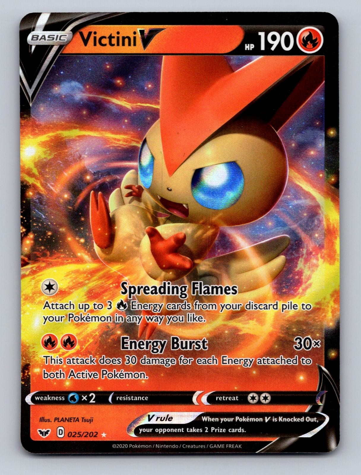 Victini V 025/202 Holo V Rare Sword & Shield Pokemon Holo NM