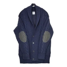 R.NEWBOLD Elbow Patch Cable cardigan Navy 5-0927T∞