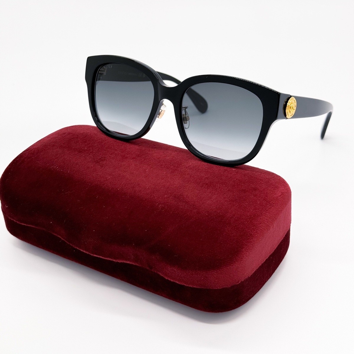NEW GUCCI GG1409SK 001 ROUND BLACK GREY WOMEN SUNGLASSES