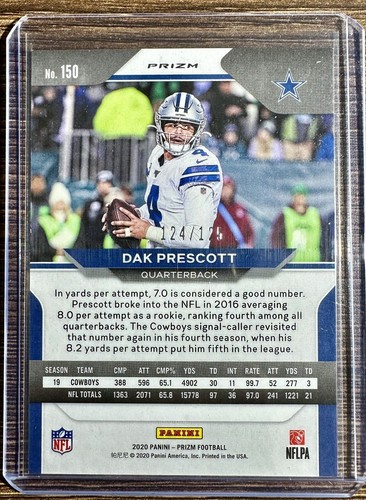 DAK PRESCOTT 2020 Panini Prizm PURPLE Refractor #150 COWBOYS /125 - Picture 2 of 2