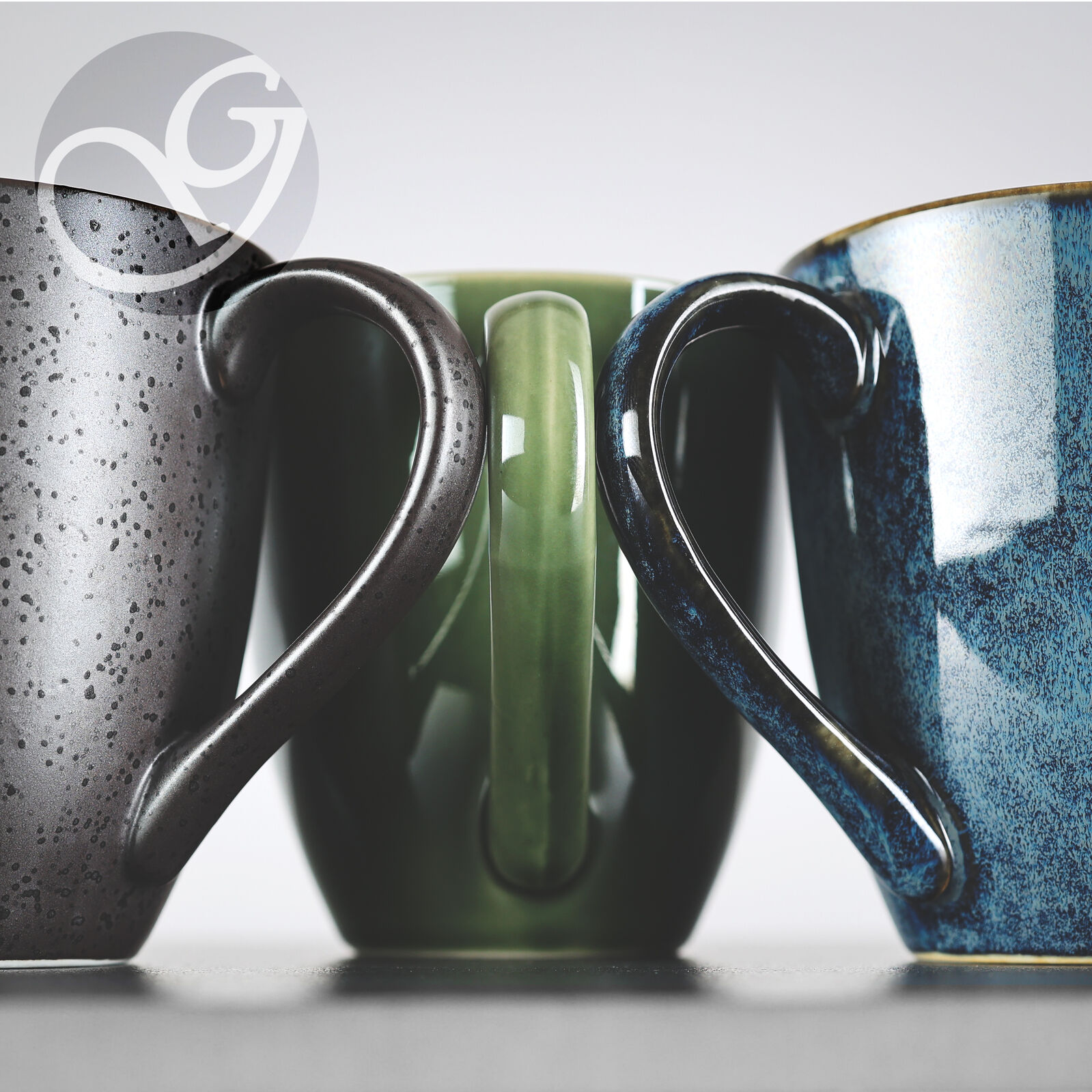 Kaffee Tasse Keramik, Design Kaffee-Becher mit Henkel 300ml, Tee-Tasse 2er Set