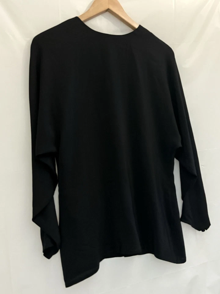 Ann Tjian For Kenar 100% Silk Black Minimalist Goth Blouse Shirt US 8 UK 12 - Image 4 of 4