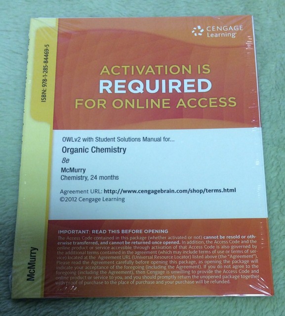 Cenage Learning Organic Chemistry 7th Edition Owlv2 Access Code Only 24 Months For Sale Online Ebay