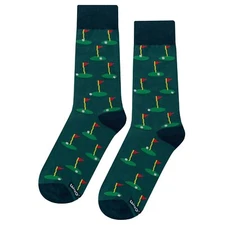 NWT Golf Putt Dress Socks Novelty Men 8-12 Green Crazy Fun Sockfly