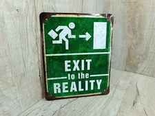 Interior sign Exit Green metal enamel Vintage Life philosophy Gift for programer
