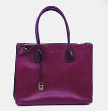 MICHAEL KORS Handbag MD Mercer Pebbled Leather Red Accordian Bag Purse