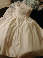 oleg cassini wedding dress size 14 ivory high low tea length embroidery sequins