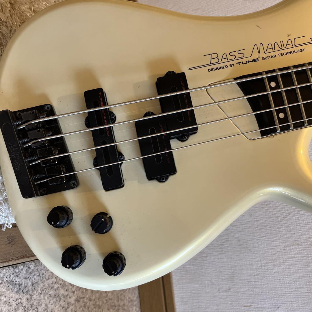 Tune Bass Maniac TB electric bass pearl white Japan vintage with strap