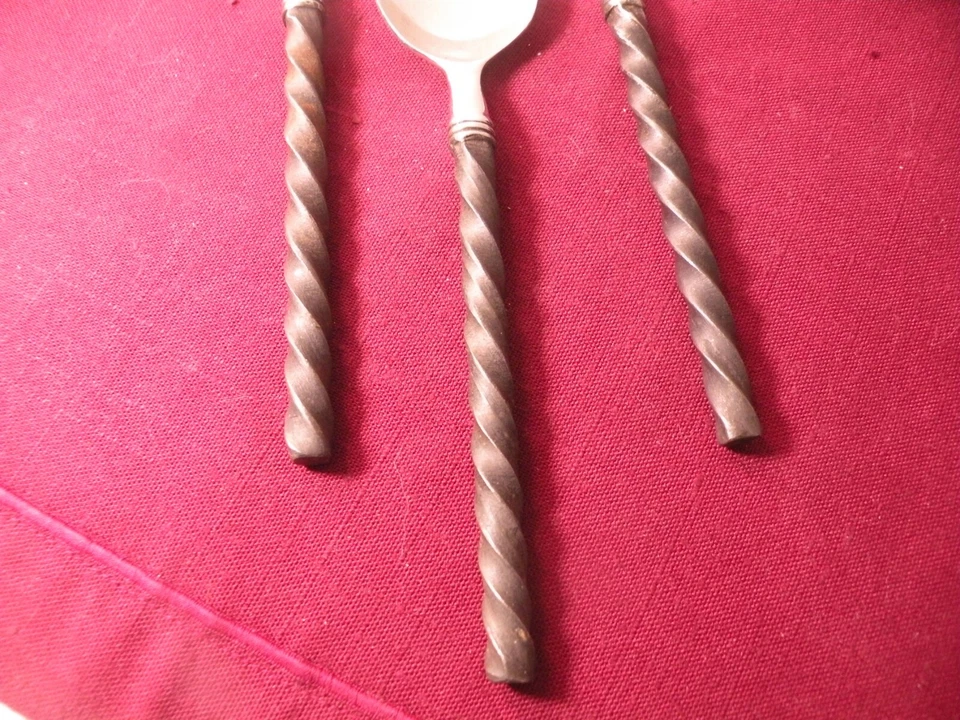 3 Teaspoons Hampton Silversmiths BRADE Stainless Black Twisted Handle 7 1/8" - Image 3 of 4