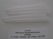 Lot of 5 PPG Semco Model 640 Nozzles 6" Length - 1/8" Orifice - 1/4" NPT - 