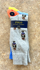 Polo Ralph Lauren Men's Socks 2 Pair XL 13-16 POLO Bear  Colorblock 26 NWT