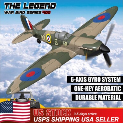 USA Spitfire WarBird 2.4GHz 4CH RC Airplane 6-Axis Gyro RTF Glider W/2 Batteries
