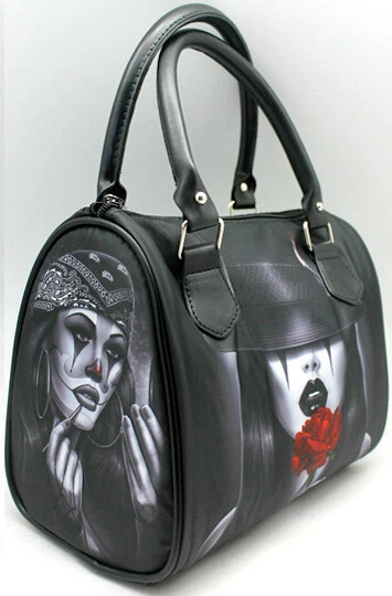 David Gonzales Art Chicana Chola Style Hat Clown Bandana Handbag Purse Lowrider - Image 2 of 4