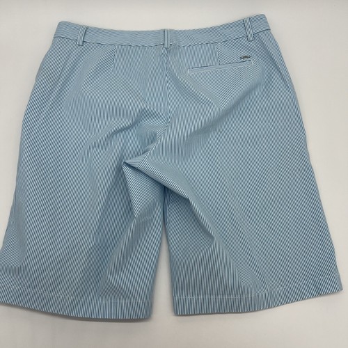 L-RL LAUREN ACTIVE Shorts Womens 10 Blue Pinstripe Bermuda Flat Front - Picture 3 of 12