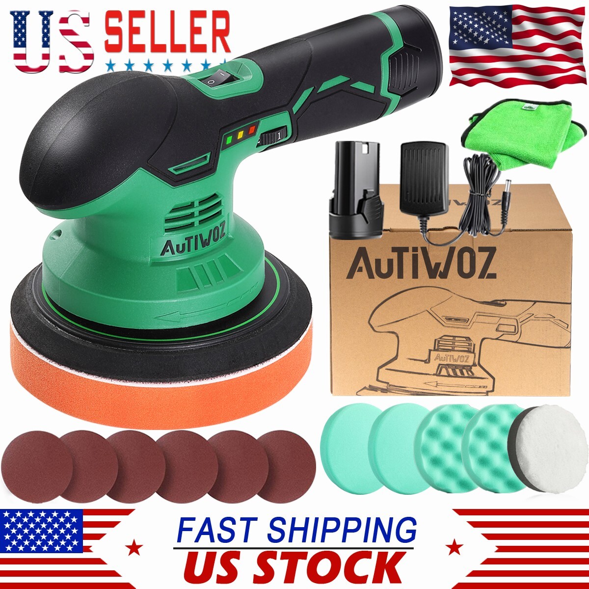 6" Cordless Polisher DA Buffer Sander Polishing Machine Car Detailing