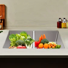 NEW 32 x 18 inch Undermount Double Bowl Kitchen Sink, 304 Stainless Steel Sink