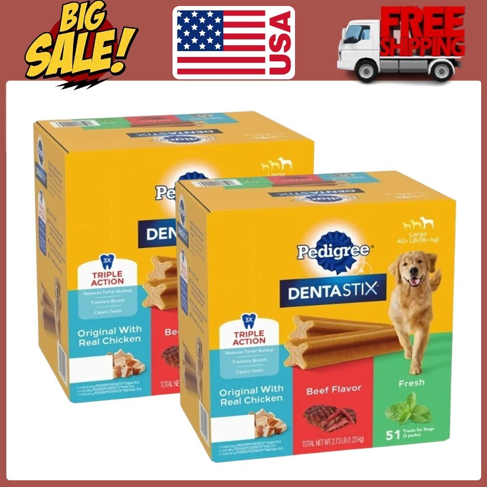 PEDIGREE DENTASTIX Dental Dog Treats for Large Dogs Fresh Fl