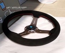 Nardi 350mm 14 Deep 3cm Suede Leather Red Stitch Sport Racing Steering Wheel Nardi 350mm 14 Deep 3cm Suede Leather Red Stitch Sport Racing Steering Wheel