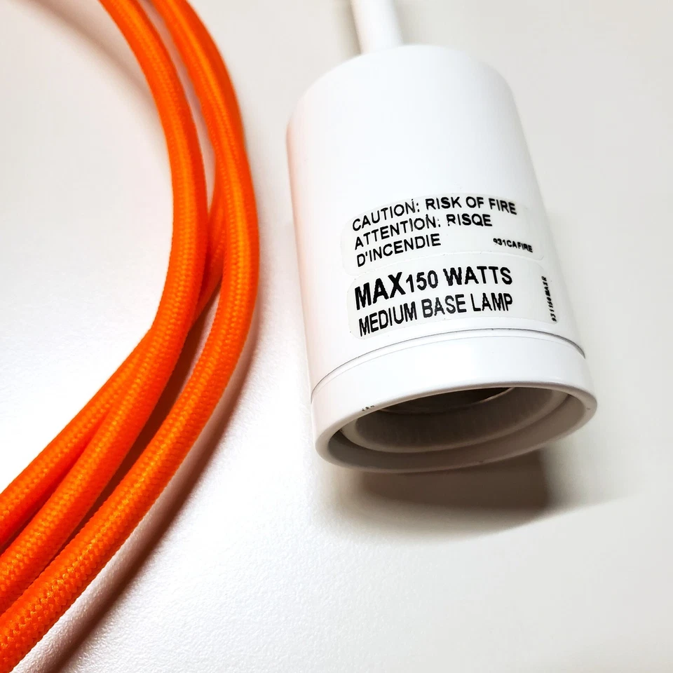 Tech Lighting SoCo 8' Orange Cloth Cord White Pendant Light Fixture - BRAND NEW! - Image 2 of 4