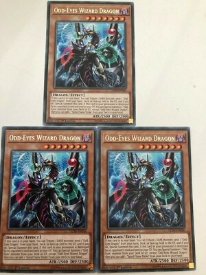 Yugioh Odd-Eyes Wizard Dragon LED6-DE046 Rare NM x3 Play Set