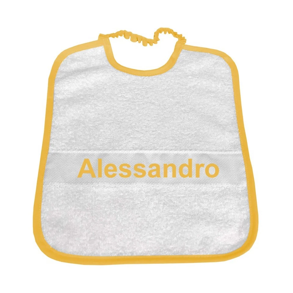 BAVAGLINO FRED ASILO bordato in TINTA UNITA Ricamato e Personalizzato con Nome - Immagine 4 di 4