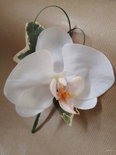 New Natural look Artificial White Orchid buttonhole. Bride, Groom, prom, Wedding
