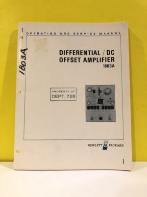 HP Differential/DC Offset Amplifier 1803A Operating and Service Manual