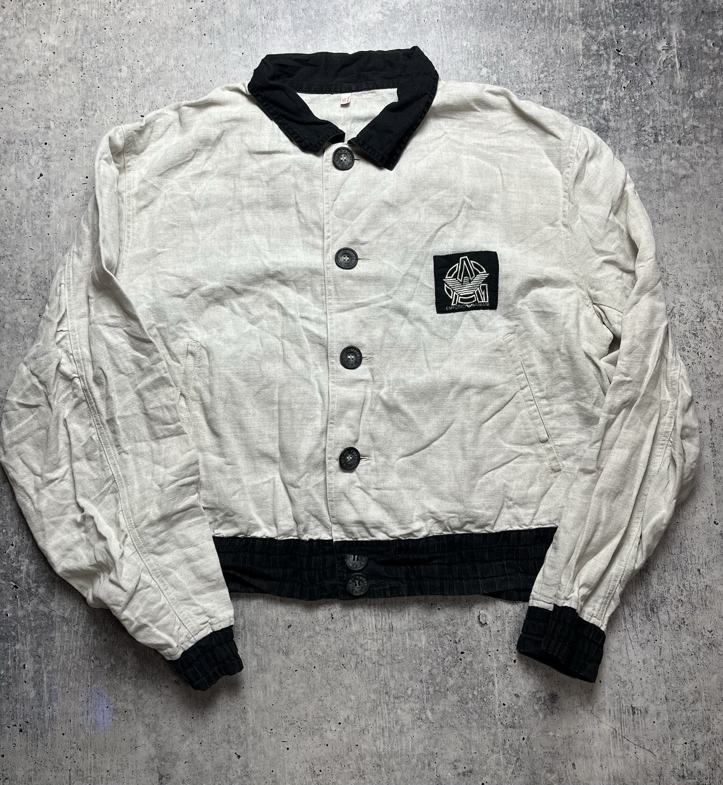 Emporio Armani, Vintage Emporio Armani Linen Cotton Bomber Jacket Made In Italy Size 50 L