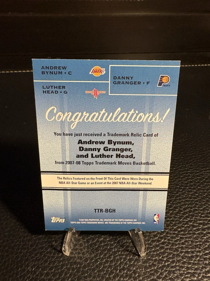 2007 Trademark Moves Triple Relic Andrew Bynum, Danny Granger, Head 184/199 - Image 2 of 2