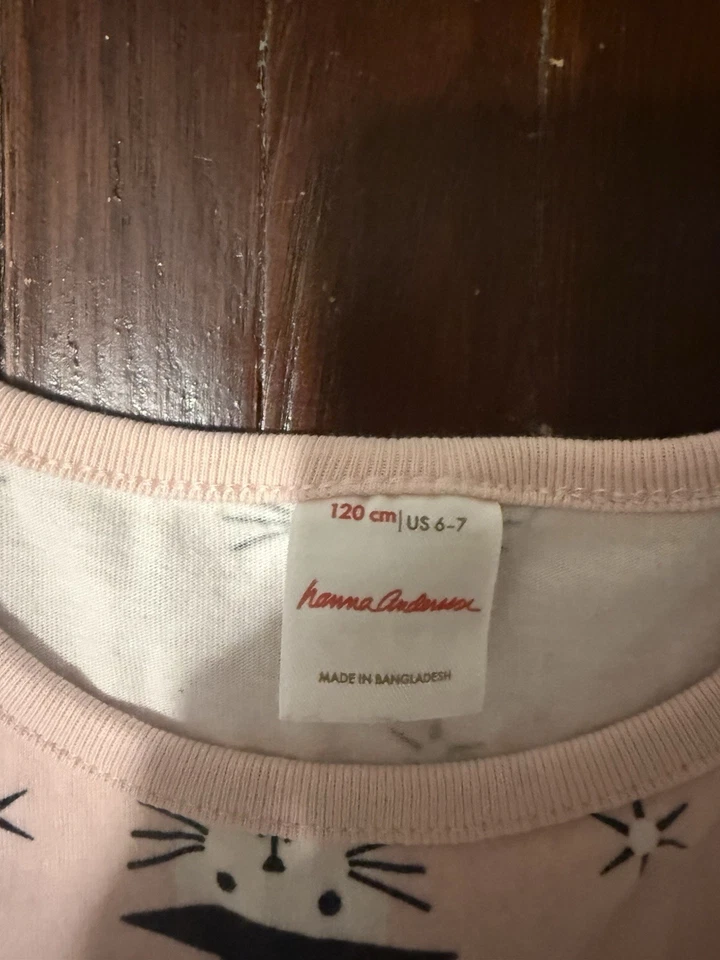 Hanna Andersson Girls US 6-7 Dress Halloween Kitty Cats Witch Pink Long Sleeve - Image 2 of 4