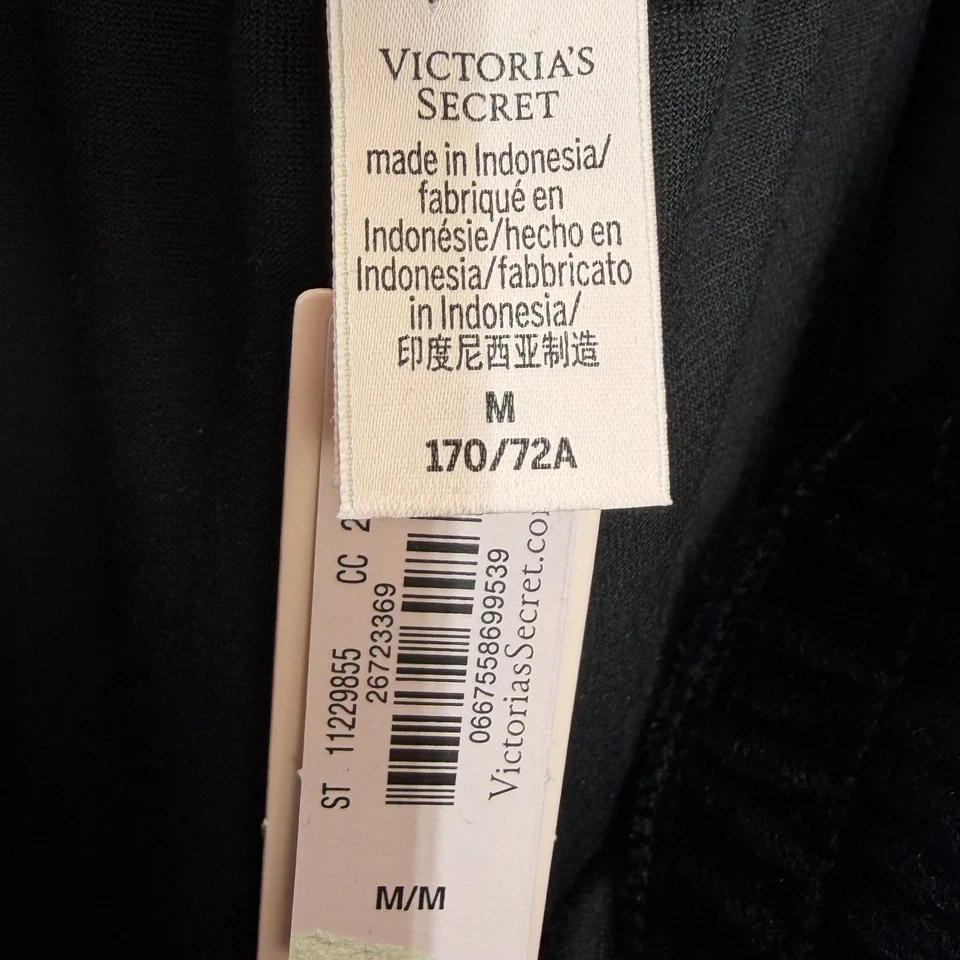 Pantalones Victoria Secret Medianos Anchos Pierna Snap Negros Terciopelo Lux Diamante Tiro Alto Foto 4 de 4