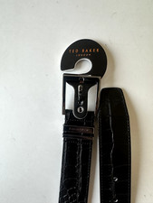 TED BAKER BELT NEW LEATHER £59 BLACK Crocodile Emboss Mens BNWT Adjustable