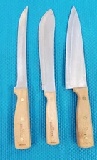 3-Old Homestead kitchen knives:  CHEF, BUTCHER, & CARVER