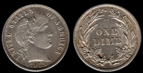 1915 Barber Dime - AU Details - No Reserve! (#227350)