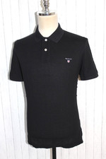 Mens GANT Short Sleeve Black Casual Polo Shirt Size M