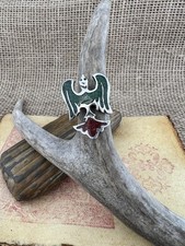 Vintage Southwestern Style Sterling Turquoise Substantial Ring Size 5 6.9g